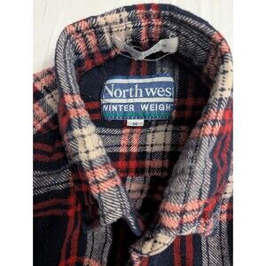 Northwest Winter Weight Red Plaid Flannel Sz M 100% Cotton